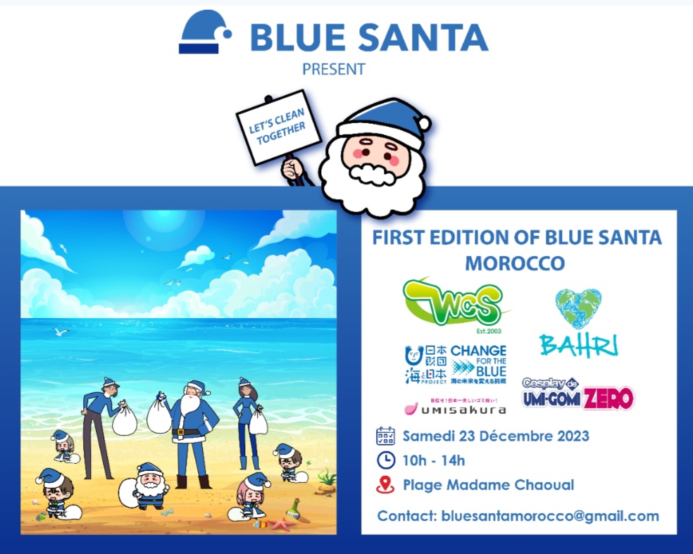 VIVEMENT DES OCÉANS PROPRES .BLUE SANTA NOUS RÉUNI.