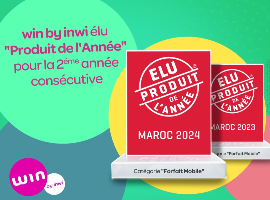 PRIX  » ÉLU PRODUIT DE L’ANNÉE  » .WIN BY INWI TOUJOURS GAGNANT .